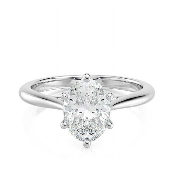 Dash Jewel 1.42 Ct Oval Cut Solitaire Rings - Lab-Created Simulated Diamond Engagement Ring - 14K White Gold Plated Rings - Classic Wedding Ring for Women - Gift for Her - Special Occasion Jewelry