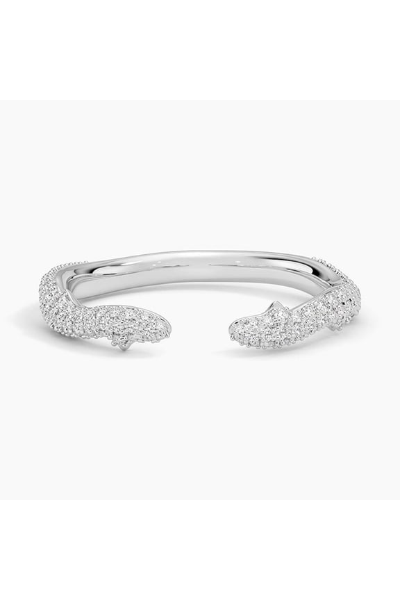 1.5 Ct Round Cut Lab Created Diamond Rings - 14K White Gold Plated Rings for Her - Latest Wedding Pave Set Diamond Rings for Women's - Cuff Ring Multi-Stone Stacking Engagement Rings