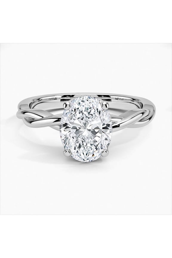 1.6 Ct VVS1/D Oval Cut Diamond Rings - 14K White Gold Over Solitaire Rings - Twisted Shank Engagement Wedding Ring for Women's - Causal Office Wear Rings - Promise Wedding Gifts