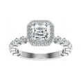 thumbnail image 1 of Dash Jewel 1.7 Ct Asscher Cut Lab Created Diamond Ring - 14K White Gold Plated Halo Engagement Ring for Women - Gift for Her - Celebrate Love with Timeless Elegance - Personalized Gifts, 1 of 5