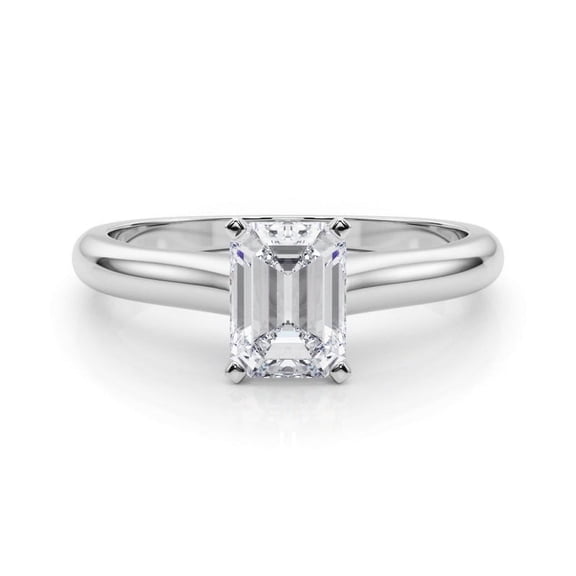 Dash Jewel 1.7 Ct Emerald Cut Lab Created Simulated Diamond Wedding Ring - Stamped 14K White Gold Plated Wedding Anniversary Ring - Ring for Women - Diamond Wedding Rings - Bridal Diamond Jewelry