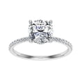 thumbnail image 1 of Dash Jewel 1.7 Ct Lab Created Diamond Ring - 14K White Gold Plated Hidden Halo Engagement Wedding Ring for Her - Cushion Cut Solitaire with Accents Diamond Ring for Her - Ideal Gift for Loved Ones, 1 of 6
