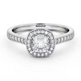 thumbnail image 1 of Dash Jewel 1.8 Ct Cushion Cut Diamond Ring – Halo Cathedral Shank Lab Created Engagement Jewelry – 14K White Gold Plated Ring – Birthday Gift for Her, 1 of 4