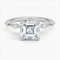 thumbnail image 1 of Dash Jewel 1.8 Ct Lab Created Diamond Asscher Cut Engagement Ring - Stamped 14K Silver Ring - Solitaire with Accents Rings - Jewelry Silver Clearance Wedding Rings Sets - Daily Wear Diamond Ring, 1 of 6
