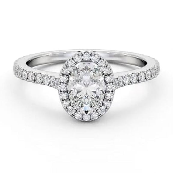 Dash Jewel 1.8 Ct Oval Cut Lab Created Diamond Ring – Hidden Halo Engagement Ring – 14K White Gold Plated Ring – Stunning Jewelry Gift for Her