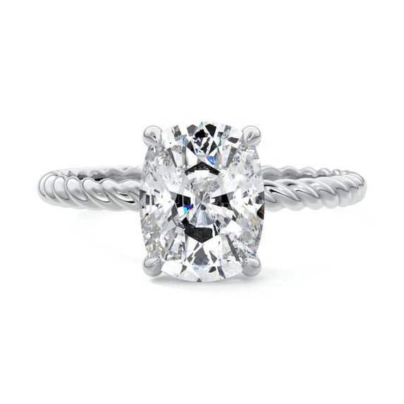 Dash Jewel 1.9 Ct Cushion Cut Lab Created Simulated Diamond - Silver 14K White Gold Plated Rings - One Stone Engagement Wedding Rings for Women's - Latest Engagement Diamond Ring for Women's