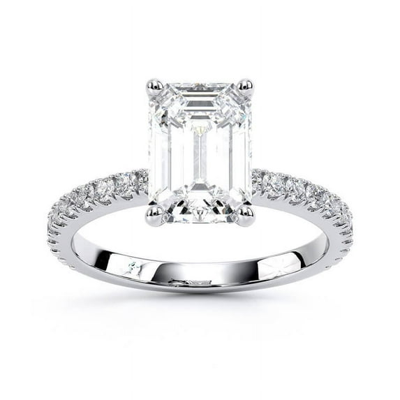 Dash Jewel 1.9 Ct Emerald Cut Solitaire Ring - Lab-Created Diamond - Designer Wedding Engagement Ring for Women - 14K White Gold Plated Ring - Classic Solitaire Ring for Bride - Unique Gift for Her