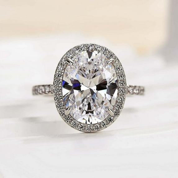 Dash Jewel 1.9 Ct Oval Cut Diamond Rings - 14K White Gold Plated Simple Solitaire with Accents Halo Ring - Perfect for Special Occasions Ring - Timeless Piece to Celebrate Your Love Story Ring