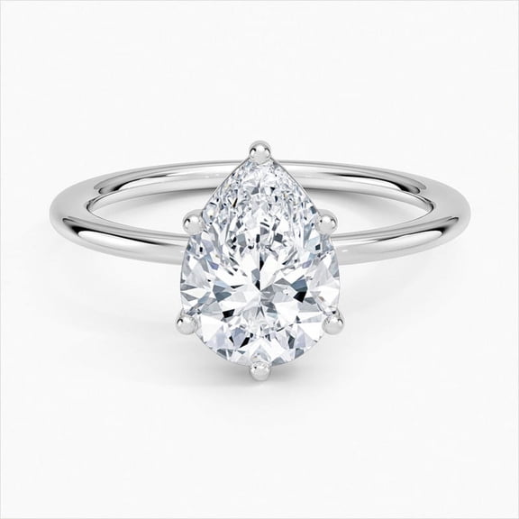 Dash Jewel 1.9 Ct Pear Cut Simulated Diamond Rings - 14K White Gold Over Wedding Rings - Silver Jewelry Anniversary Gifts for Her - Daily Wear Diamond Ring - Diamond Jewelry For Birthday Gifts