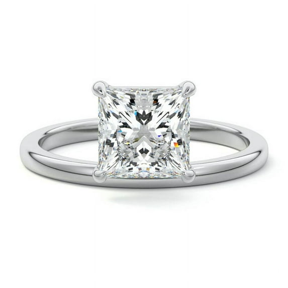 Dash Jewel 1.9 Ct Princess Cut Diamond Ring for Women's - 14K White Gold Plated Ring - Engagement Wedding Rings for Women's - Modern Party Wear Diamond Rings for Her - Prong Set Design Rings