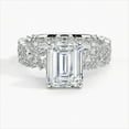 thumbnail image 1 of Dash Jewel 1.9 Ct VVS1/D Emerald Cut Lab Created Simulated Diamond Ring - Silver 14K White Gold Over Ring - Multi Diamond Rings for Her - Cluster Diamond Rings - Engagement Wedding Diamond Rings, 1 of 6