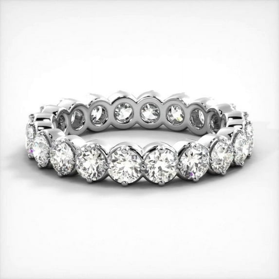Dash Jewel 1 Ct Brilliant Round Cut Diamond Rings - 14K White Gold Plated Rings for Women's - Full Eternity Band Wedding Anniversary Engagement Ring For Her - Unique Silver Jewellery for Her