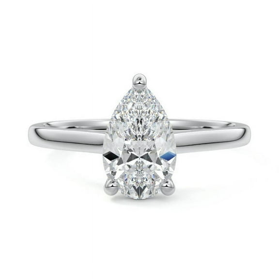 Dash Jewel 14K White Gold Over Anniversary Rings - 1.90 Ct Pear Cut Diamond Rings for Her - Engagement Wedding Promise Rings for Women's - Gorgeous Cluster Solitaire Rings for Special Occasion