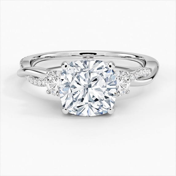 Dash Jewel 14K White Gold Over Ring - 2.3 Ct Cushion Cut Diamond Ring - Causal Daily Wear Ring for Women's - Special Occasion Ring Women's - Causal Stacking Ring - Christmas Special Gift for Her