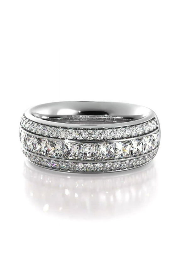 14K White Gold Over Rings - 1.4 Ct Princess Cut Silver Rings for Women's - Multi-Stone Stacking Engagement Ring - Luxurious Multi-Stone Engagement Ring for Women's - Teen Girls Gifts