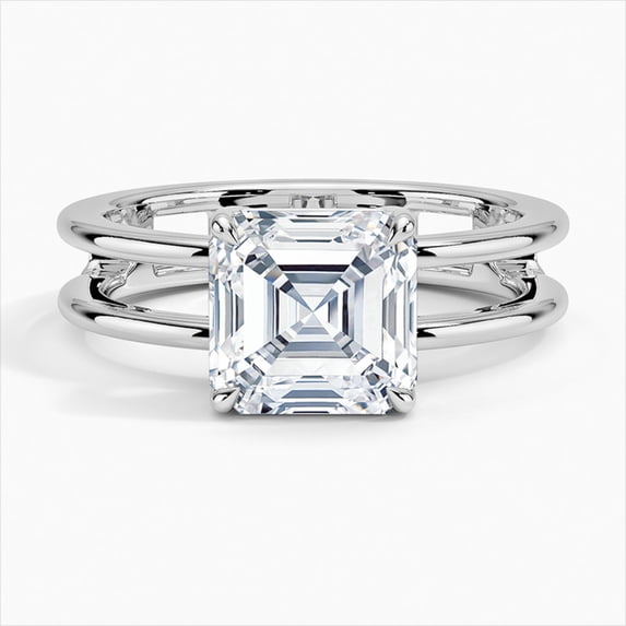 Dash Jewel 14K White Gold Over Rings - 2.1 Ct Asscher Cut Diamond Ring for Her - Causal Daily Wear Rings for Women's - Double Band Enhancer Engagement Rings - Gorgeous Anniversary Gift for Wife