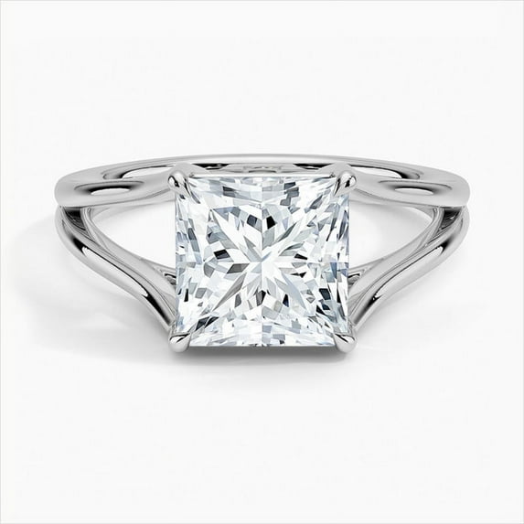 Dash Jewel 14K White Gold Over Wedding Ring for Women's - 2 Ct Princess Excellent Cut Diamond Ring - Bridal Set Christmas Special Gift for Her - Anniversary Gifts Wife - Wedding Proposal Ring