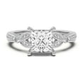 thumbnail image 1 of Dash Jewel 14K White Gold Plated 1.7 Ct Princess Cut Diamond Ring - Lab Created Leaf Bezel Set Engagement Wedding Solitaire Ring - Classic Diamond Ring - Gift for Her and Special Occasions, 1 of 6