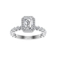 thumbnail image 1 of Dash Jewel 14K White Gold Plated 1.8 Ct Emerald Cut Lab Created Diamond Ring - Halo Solitaire with Accents Engagement Ring - Beautiful Gift for Her - Perfect for Proposals and Special Celebrations, 1 of 5