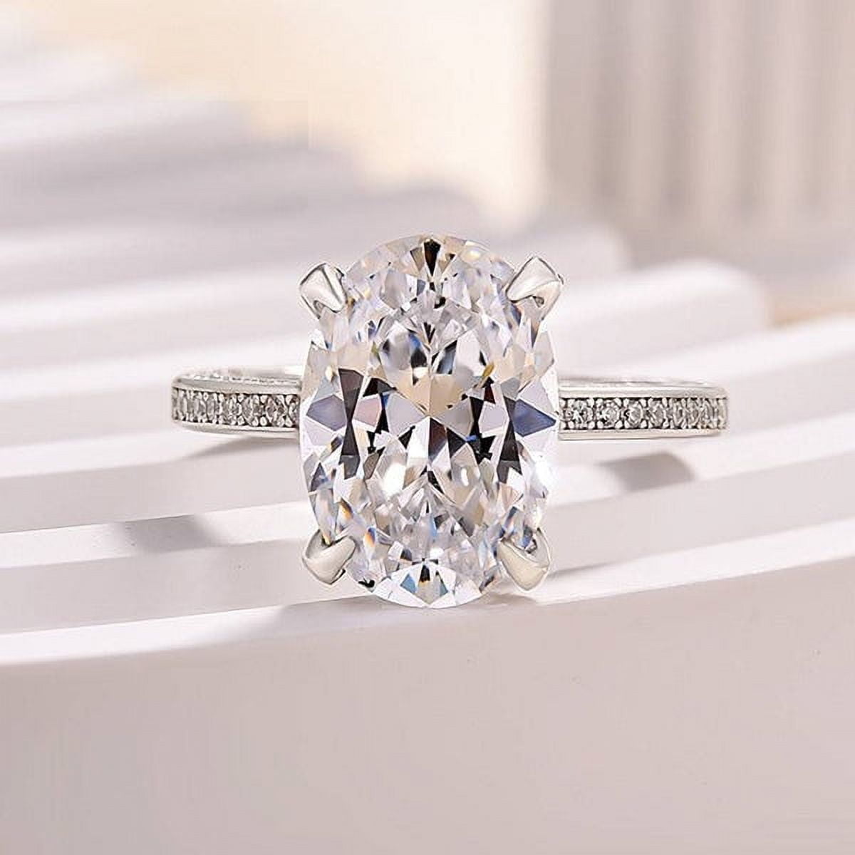 Dash Jewel 14K White Gold Plated 2 Ct Diamond Engagement Ring - Oval ...