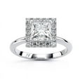 thumbnail image 1 of Dash Jewel 14K White Gold Plated Diamond Ring - 1.8 Ct VVS1/D Princess Cut Lab Created Simulated Diamond Rings - Solitaire with Accent Diamond Ring for Wife - Gorgeous Anniversary Gifts, 1 of 6