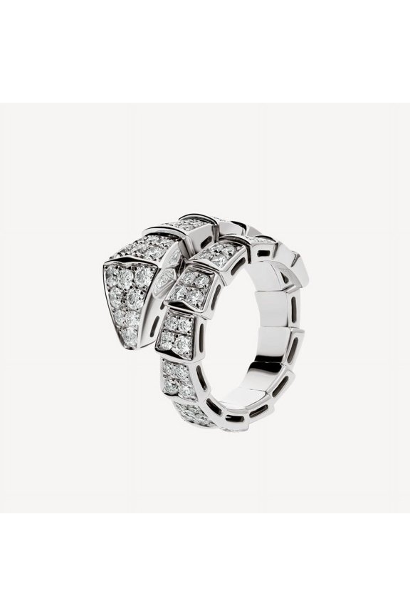 14K White Gold Plated Diamond Rings for Her - Round Cut Brilliant 3 Ct Diamond Ring For Women's - Engagement Serpenti Bands for Women's - Causal Daily Wear Ring for Women's