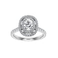 thumbnail image 1 of Dash Jewel 14K White Gold Plated Engagement Ring - 1.6 Ct Oval Cut Lab Diamond Ring with Double Halo and Accents for Women - Brilliant Solitaire Prong Setting Ring - Elegant Wedding Band for Her, 1 of 6