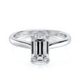 thumbnail image 1 of Dash Jewel 14K White Gold Plated Ring - Excellent 1.9 Ct Emerald Cut Lab Created Simulated Diamond Rings - Solitaire With Accent Engagement Rings - Engagement Wedding Handmade Rings for Women's, 1 of 6