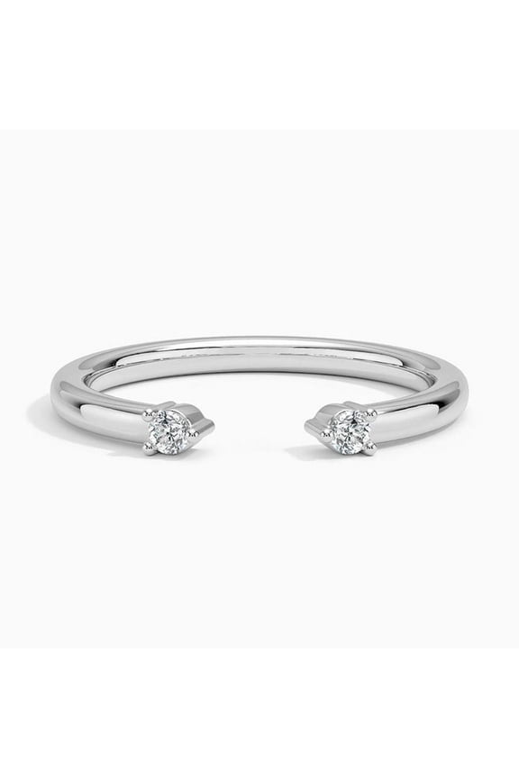 14K White Gold Plated Rings for Her - 2.3 Ct Round Cut Lab Created Diamond Rings - Engagement Wedding Ring for Women's - Cuff Anniversary Gifts for Couples - Valentine Proposal Ring