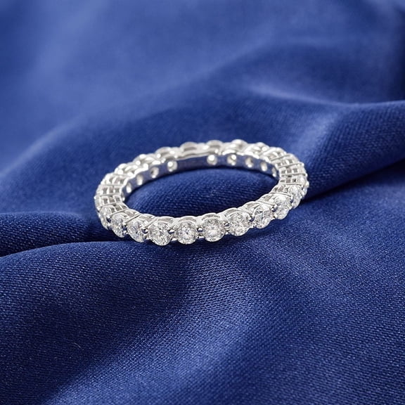 Dash Jewel 14k White Gold Plated Wedding Ring - 1 Ct Round Cut VVS1/D Lab Created Simulated Diamond Eternity Band Engagement Ring for Women's - A Cherished Keepsake for Your Heart and Soul