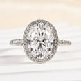 thumbnail image 1 of Dash Jewel 14k White Gold Plated Wedding Ring - 2.1 Ct Oval Cut VVS1/D Lab Created Simulated Diamond Women's Engagement Ring for Her - Simple Solitaire with Accents Halo Wedding Ring for Women's, 1 of 3