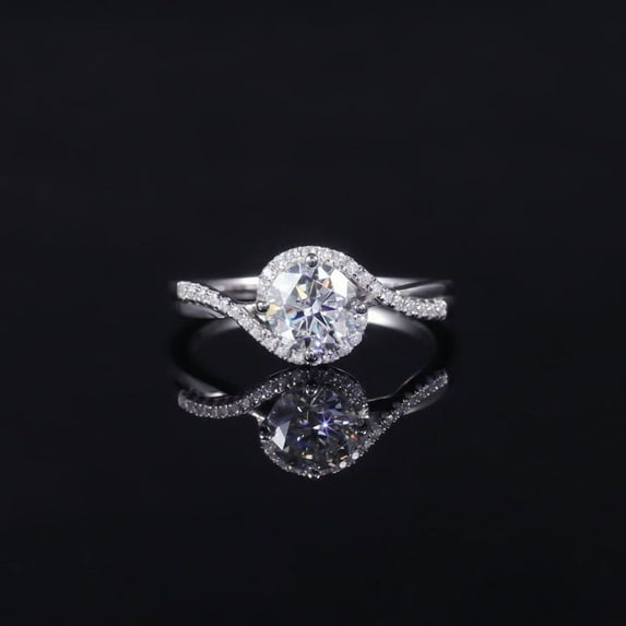 Dash Jewel 14k White Gold Plated Wedding Ring - 2 Ct Round Cut VVS1/D Lab Created Simulated Diamond Ring for Women - Solitaire with Accents Style - Celebrate Your Forever with Elegance and Grace