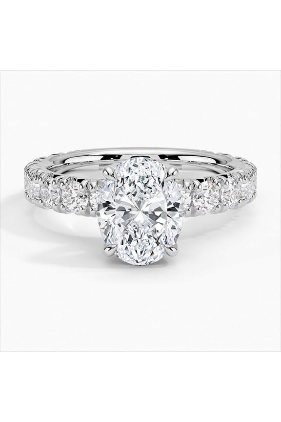 14k White Gold Wedding Rings For Women's - 2.3 Ct Oval Cut Lab Created Diamond Solitaire Ring for Women's - Single Diamond Daily Wear Rings - Solitaire Engagement Wedding Fine Rings