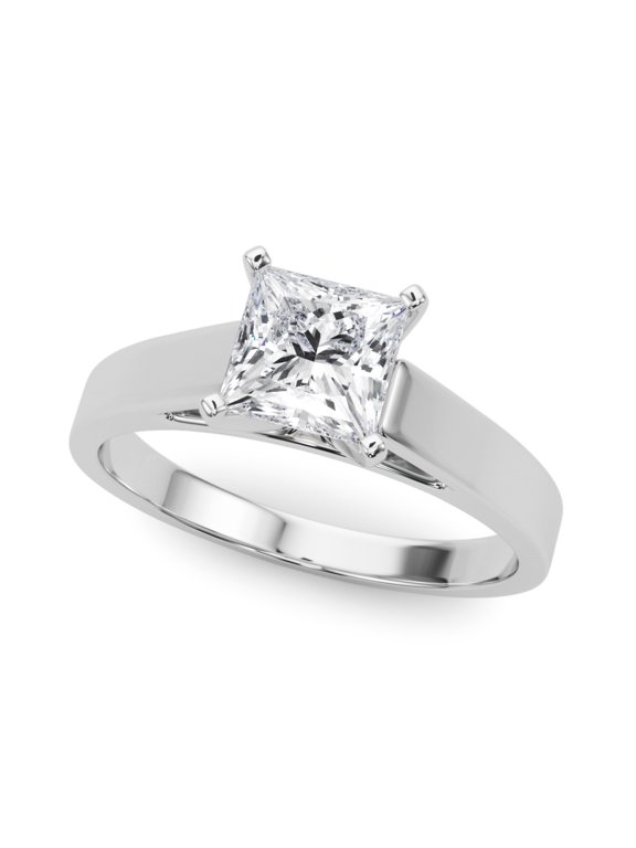 2.02 Ct Princess Cut Lab-Created Simulated Diamond Solitaire Engagement Ring 14K White Gold Plated