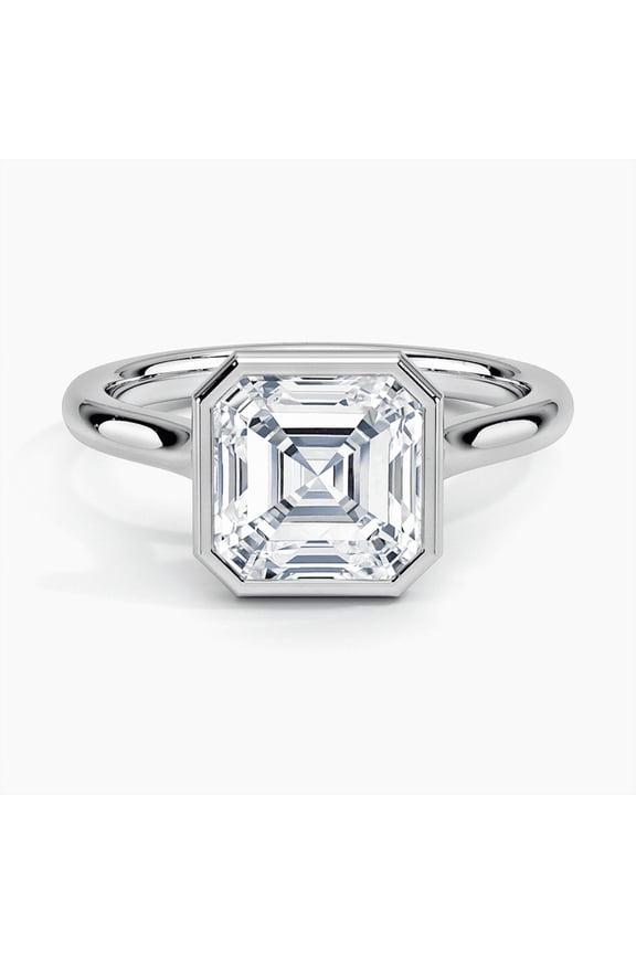 2.1 Ct Asscher Cut Diamond Rings - 14K White Gold Over Anniversary Rings - Gorgeous Simple Ring For Girls - Engagement Wedding Anniversary Beautiful Rings For Her- Valentine Day Gift