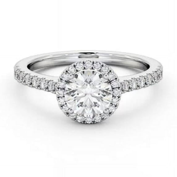 Dash Jewel 2.1 Ct Brilliant Round Cut Solitaire Diamond Ring – Halo Engagement Design – Eternity Wedding Band – Lab-Created Diamond – White Gold Plated Ring