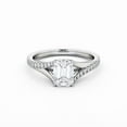 thumbnail image 1 of Dash Jewel 2.1 Ct Emerald Cut Lab Created Diamond Ring – Bypass Split Shank Solitaire – Cathedral Style – 14K White Gold Plated Ring – Proposal Jewelry for Her, 1 of 4