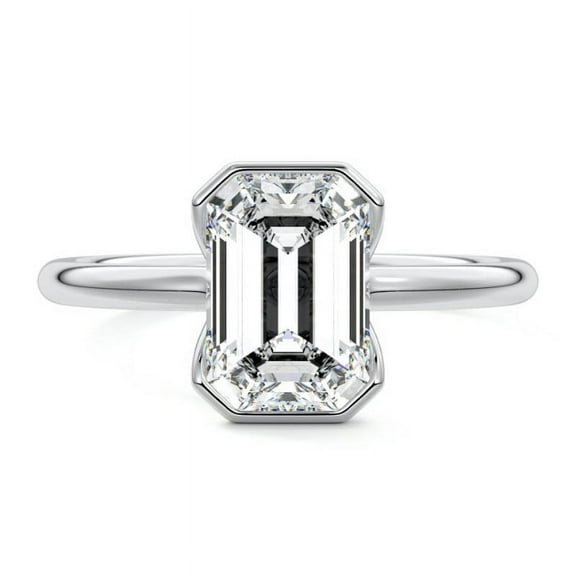 Dash Jewel 2.1 Ct Emerald Cut Lab Created Simulated Diamond Rings - Silver 14K White Gold Plated Diamond Rings - Forever Diamond Ring for Women's - Latest Engagement Diamond Ring for Women's