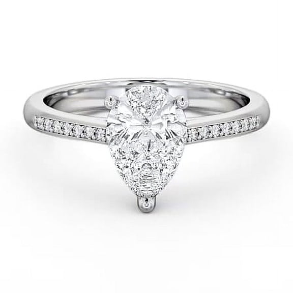 Dash Jewel 2.1 Ct Pear Cut Solitaire Engagement Ring – 14K White Gold Plated – Lab-Created Simulated Diamond with Accent – Eternity Wedding Ring Set for Women – Timeless Style