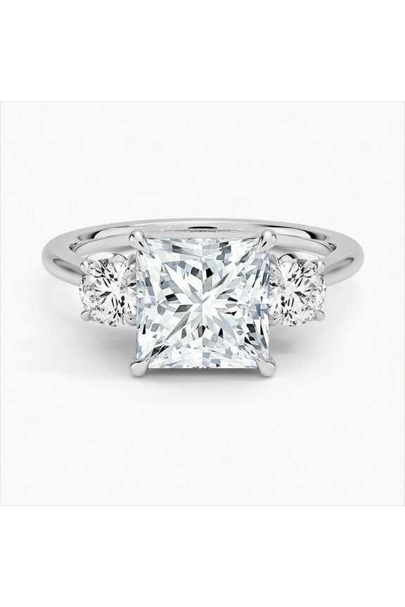 2.1 Ct Princess Cut Diamond Rings - 14K White Gold Over Ring - Engagement Prong Setting Ring for Women's - Stackable Diamond Rings On Clearance - Wedding B Stone Rings for Girlfriend