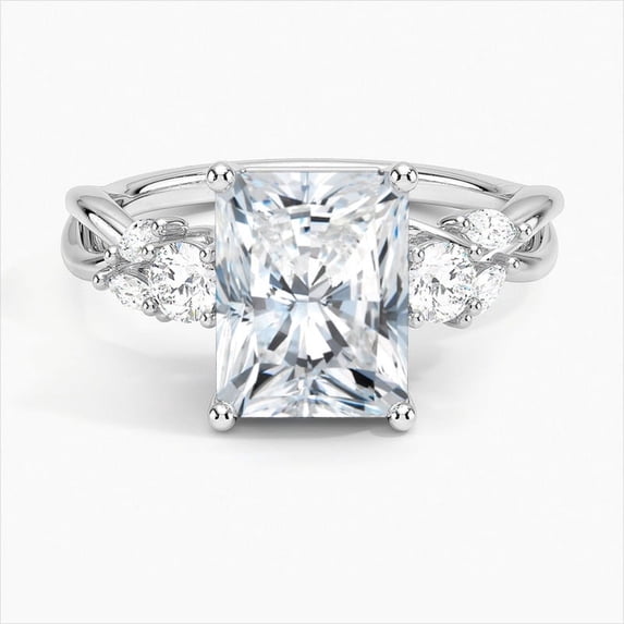 Dash Jewel 2.1 Ct Radiant Cut Diamond Rings - 14K White Gold Over Rings - Beautiful Special Occasion Rings - Causal Office Wear Ring - Engagement Wedding Ring for Women's - Promise Gifts for Her