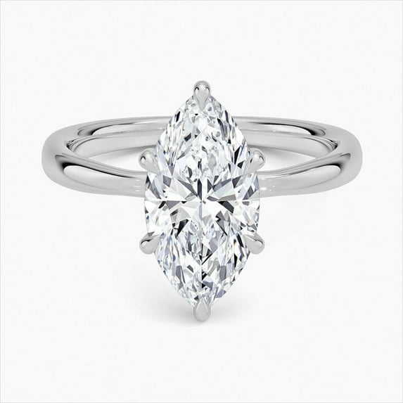 Dash Jewel 2.1 Ct VVS1/D Marquise Cut Lab Created Simulated Diamond Rings - Silver 14K White Gold Plated Rings - Solon Stone Simple Diamond Rings for Women's - Simple Diamond Rings for Women's