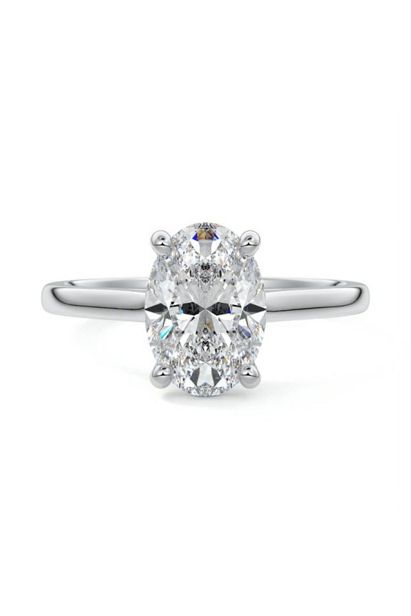 2.2 Ct Oval Cut Lab Created Simulated Diamond - 14K White Gold Over Wedding Rings - Solitaire Engagement Wedding Rings for Her - Party Wear Diamond Rings for Women's Promise Rings