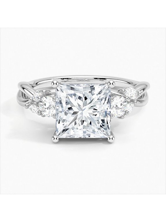 2.2 Ct Radiant Cut Lab-Created Simulated Diamond Solitaire Ring for Her, 14K White Gold Plated, Christmas Gift, Valentine Proposal Ring, Daily Wear Ring