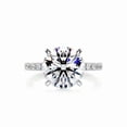 thumbnail image 1 of Dash Jewel 2.2 Ct Round Cut Diamond Ring - Thin Pave Band Solitaire Engagement Ring with Accent Stones for Women - 14K White Gold Plated Lab-Created Simulated Diamond - Gift for Bride, 1 of 6