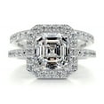 thumbnail image 1 of Dash Jewel 2.3 Ct Asscher Cut Diamond Bridal Set Engagement Ring - 14K White Gold Plated - Prong Setting Lab-Created Simulated Diamond Ring for Women's Proposal ,Anniversaries and Birthday Gifts, 1 of 3
