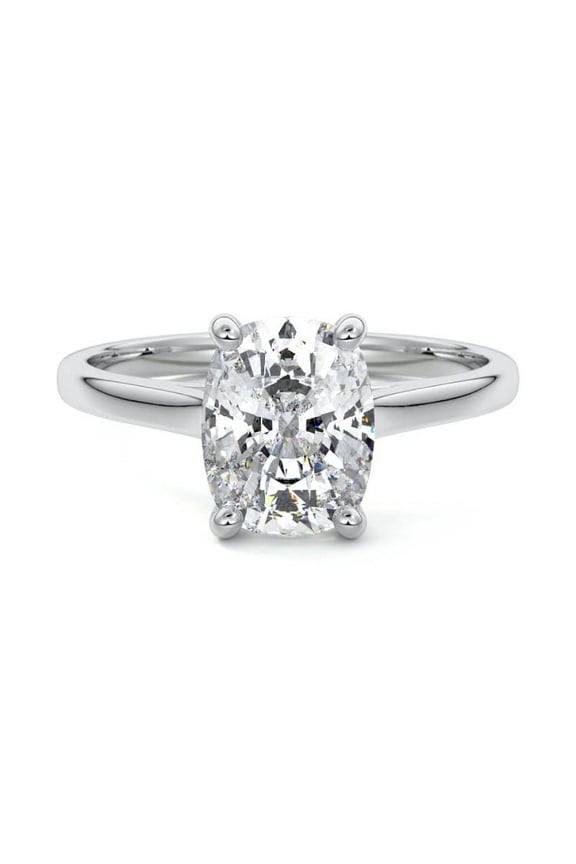 2 Ct Cushion Cut Diamond Rings for Her - 14K White Gold Plated Rings - Wedding Proposal Rings for Herfriend - Solitaire Delicate Engagement Rings for Her - Forever Diamond Ring for Her
