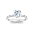 thumbnail image 1 of Dash Jewel 2 Ct Cushion Cut Lab Created Diamond Ring - 14K White Gold Plated Hidden Halo Engagement Wedding Ring - Solitaire with Accents Diamond Ring for Her - Gift for Celebrating Togetherness, 1 of 6