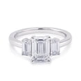 thumbnail image 1 of Dash Jewel 2 Ct Emerald Cut Three Stone Solitaire Engagement Ring - 14K White Gold Plated with Lab-Created Simulated Diamonds - Wedding Ring for Women - Perfect Anniversary or Birthday Gift, 1 of 6