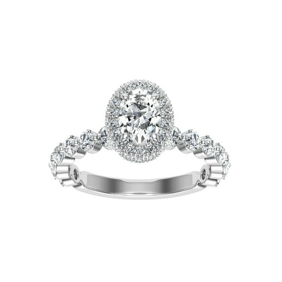 Dash Jewel 2 Ct Oval Cut Lab-Created Simulated Diamond Ring - 14K White Gold Plated - Timeless Solitaire Engagement Ring for Women - Unique Gift for Her - Stunning Design for Any Celebration